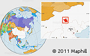 Political Location Map of Zhengxianbai Qi, highlighted country