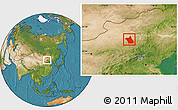 Satellite Location Map of Zhengxianbai Qi