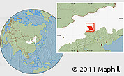 Savanna Style Location Map of Zhengxianbai Qi, highlighted parent region, hill shading