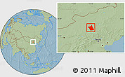 Savanna Style Location Map of Zhengxianbai Qi, hill shading