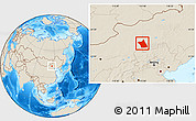 Shaded Relief Location Map of Zhengxianbai Qi