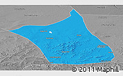 Political Panoramic Map of Zhengxianbai Qi, desaturated