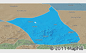 Political Panoramic Map of Zhengxianbai Qi, semi-desaturated