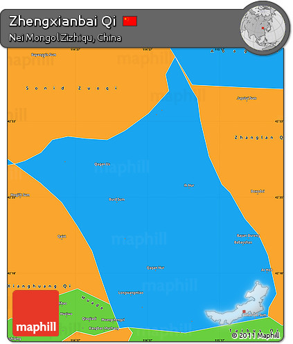 Political Simple Map of Zhengxianbai Qi
