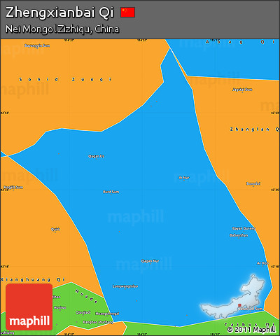 Political Simple Map of Zhengxianbai Qi
