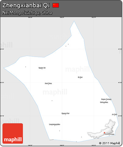 Silver Style Simple Map of Zhengxianbai Qi, single color outside