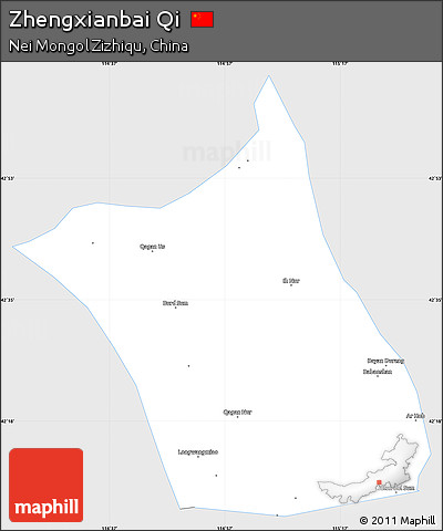 Silver Style Simple Map of Zhengxianbai Qi, single color outside