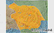 Political 3D Map of Haiyuan, semi-desaturated