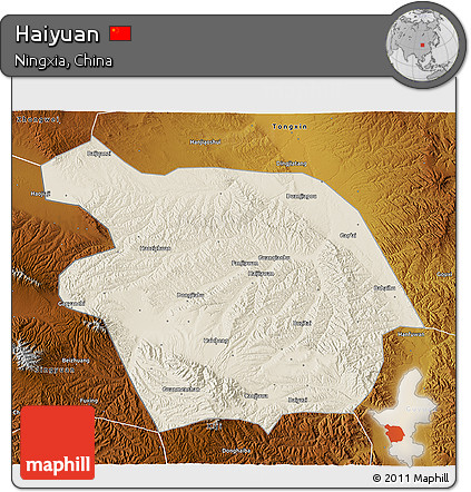 Shaded Relief 3D Map of Haiyuan, physical outside