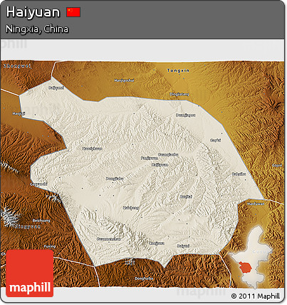Shaded Relief 3D Map of Haiyuan, physical outside