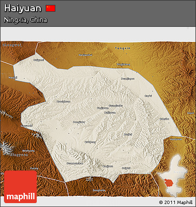 Shaded Relief 3D Map of Haiyuan, physical outside