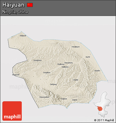 Shaded Relief 3D Map of Haiyuan, single color outside
