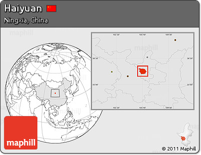 Blank Location Map of Haiyuan, highlighted country