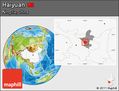 Physical Location Map of Haiyuan, highlighted country, highlighted parent region