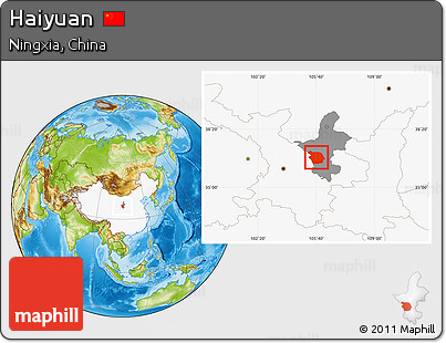 Physical Location Map of Haiyuan, highlighted country, highlighted parent region