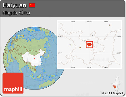 Savanna Style Location Map of Haiyuan, highlighted country