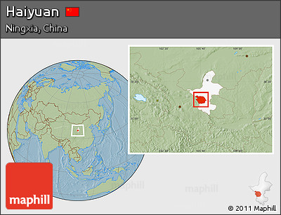 Savanna Style Location Map of Haiyuan, highlighted parent region, hill shading