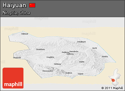 Classic Style Panoramic Map of Haiyuan, single color outside