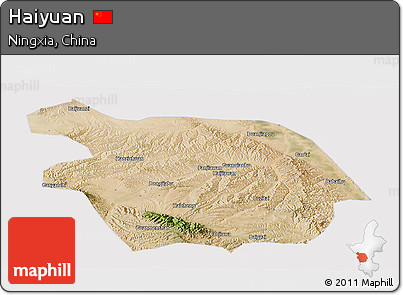 Satellite Panoramic Map of Haiyuan, cropped outside