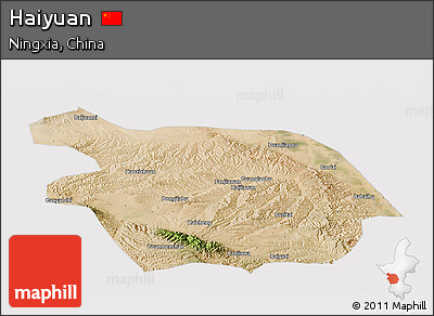 Satellite Panoramic Map of Haiyuan, cropped outside