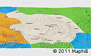 Shaded Relief Panoramic Map of Haiyuan, political outside