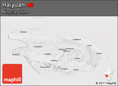 Silver Style Panoramic Map of Haiyuan, single color outside
