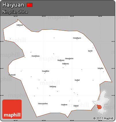 Gray Simple Map of Haiyuan, cropped outside