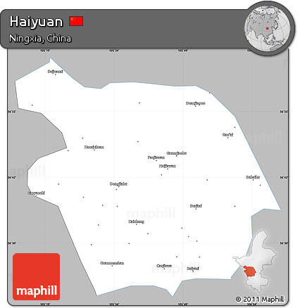 Gray Simple Map of Haiyuan, single color outside