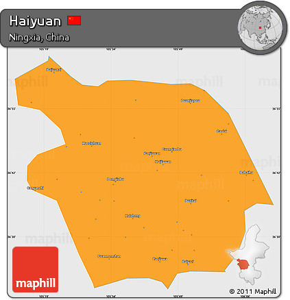 Political Simple Map of Haiyuan, single color outside