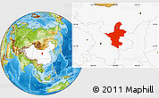 Physical Location Map of Ningxia, highlighted country