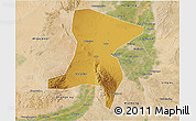 Physical 3D Map of Qingtongxia, satellite outside