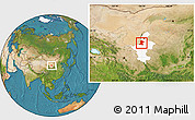 Satellite Location Map of Qingtongxia, highlighted parent region