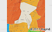 Shaded Relief Map of Qingtongxia, political outside