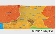 Physical Panoramic Map of Qingtongxia, political outside