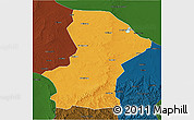 Political 3D Map of Yanchi, darken