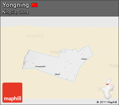 Classic Style 3D Map of Yongning, single color outside