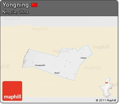 Classic Style 3D Map of Yongning, single color outside