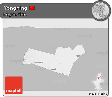 Gray 3D Map of Yongning, single color outside