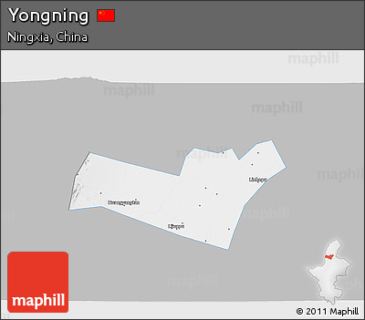 Gray 3D Map of Yongning, single color outside