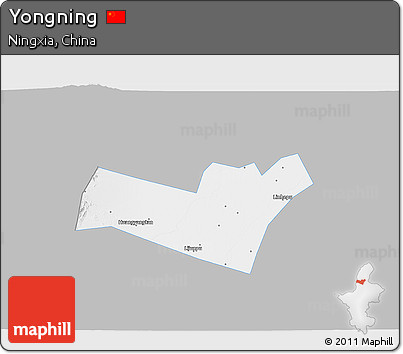 Gray 3D Map of Yongning, single color outside