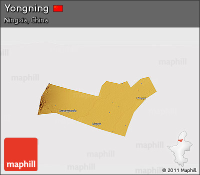 Physical 3D Map of Yongning, cropped outside