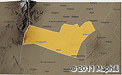 Physical 3D Map of Yongning, darken, semi-desaturated