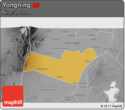 Physical 3D Map of Yongning, desaturated