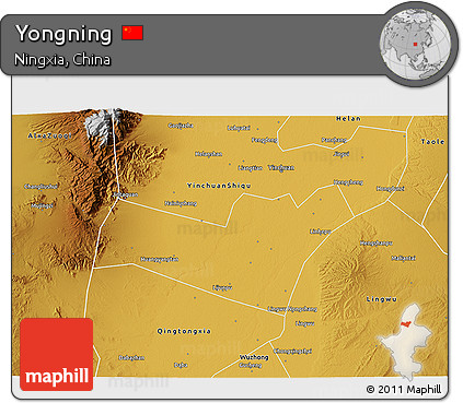 Physical 3D Map of Yongning
