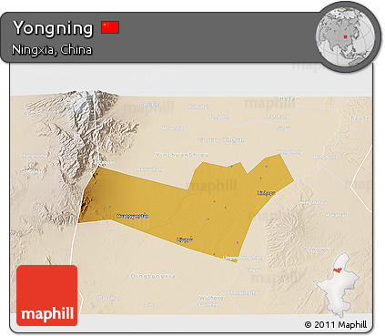 Physical 3D Map of Yongning, lighten