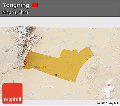 Physical 3D Map of Yongning, lighten