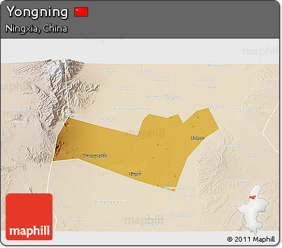 Physical 3D Map of Yongning, lighten