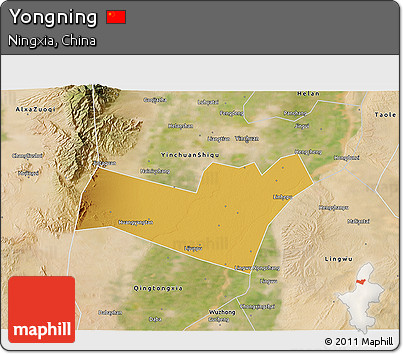 Physical 3D Map of Yongning, satellite outside