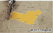 Physical 3D Map of Yongning, semi-desaturated