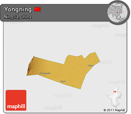 Physical 3D Map of Yongning, single color outside